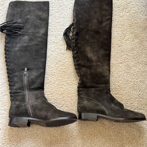 Frye Dark Suede Over the Knee Boots